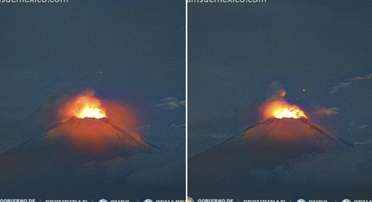 Popocatépetl brilla en la noche con impactante actividad volcánica 