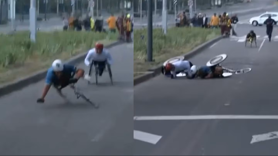 VIDEO Sufren caída atletas en silla de ruedas durante el Maratón de CDMX