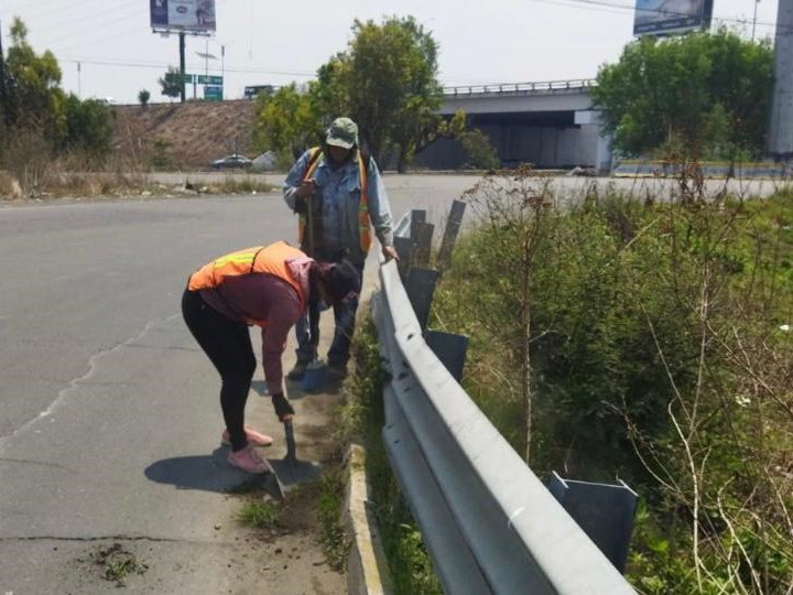 Infraestructura limpia y deshierba el Periférico Ecológico y carretera Acuaco-Huehuetla