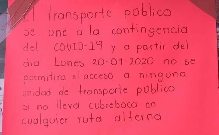 Sin cubrebocas prohíben abordar transporte público en Atlixco