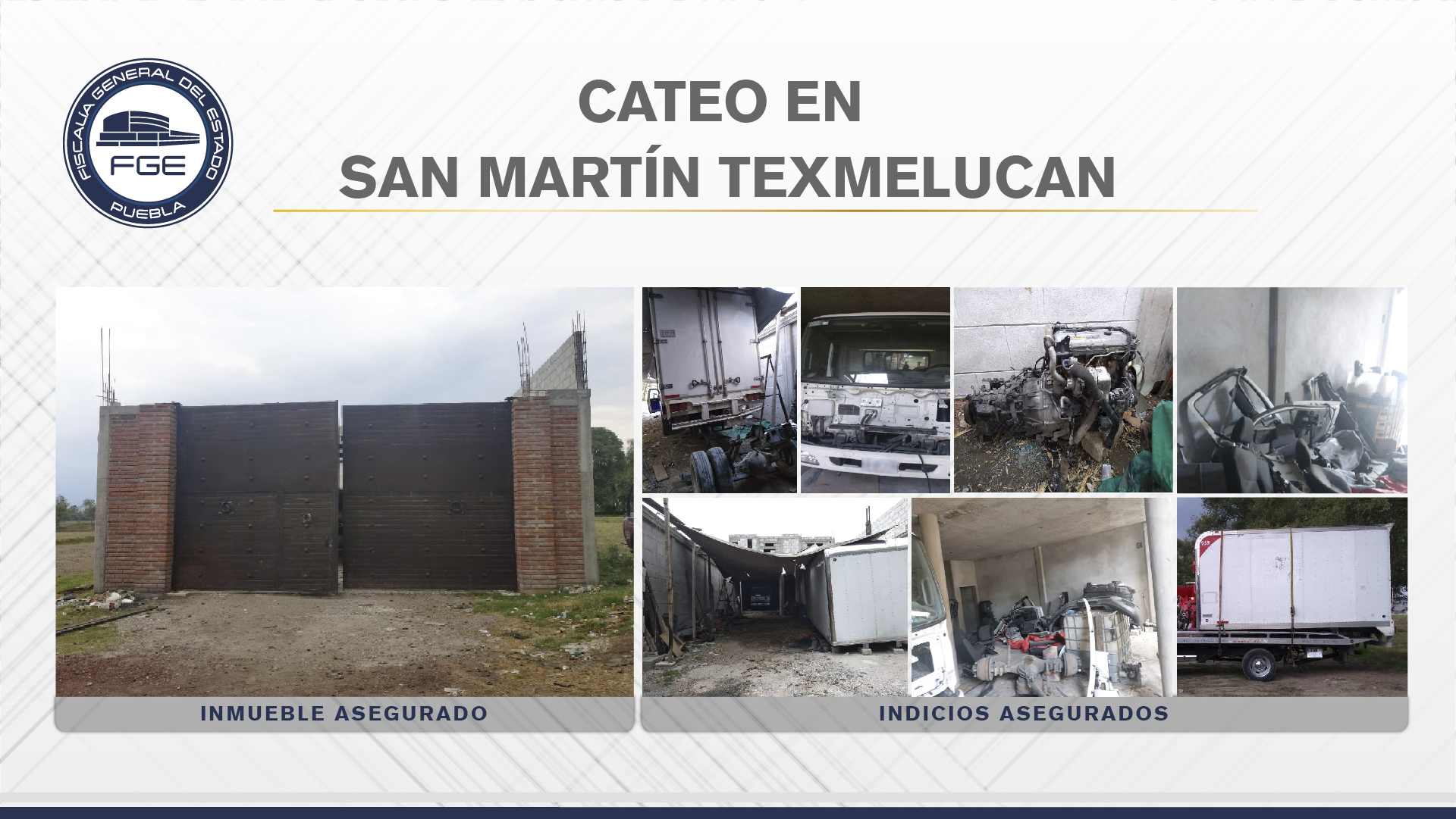 En Texmelucan Fiscalía cateó inmueble con autopartes robadas