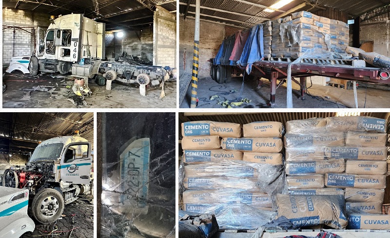 Recuperan cemento y camiones robados tras cateo en Atlixco