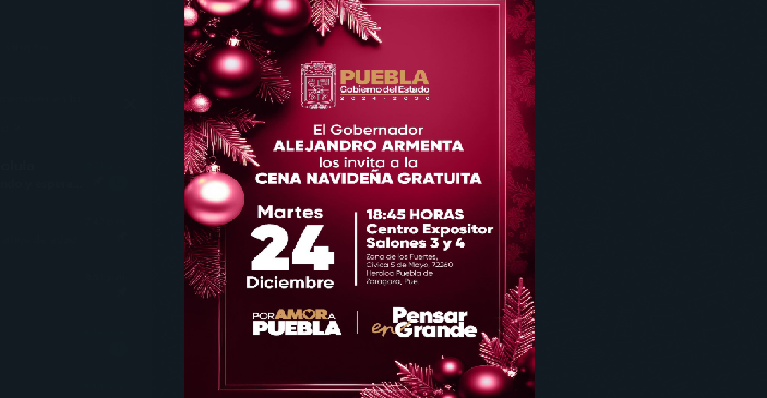 Armenta invita a cenar a los que menos tienen este 24 de diciembre