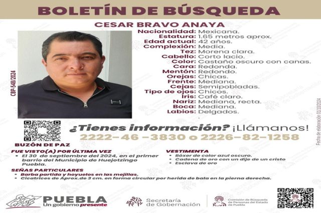 Hallan sin vida a César Bravo Anaya en San Martín Texmelucan