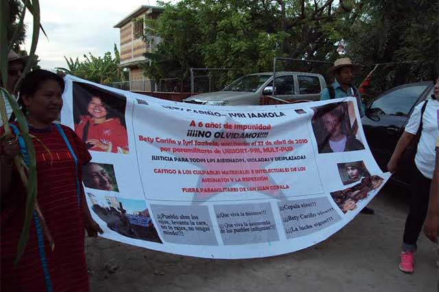 Conmemoran en Chila sexto aniversario del asesinato de activista Bety Cariño
