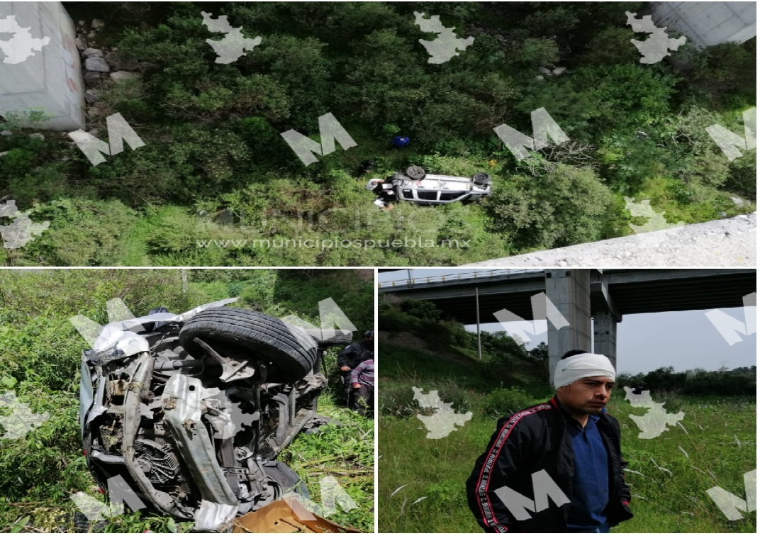 Sale volando del Periférico, cae 15 metros y se salva