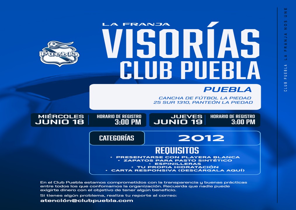Te gusta el futbol, el club Puebla te está buscando
