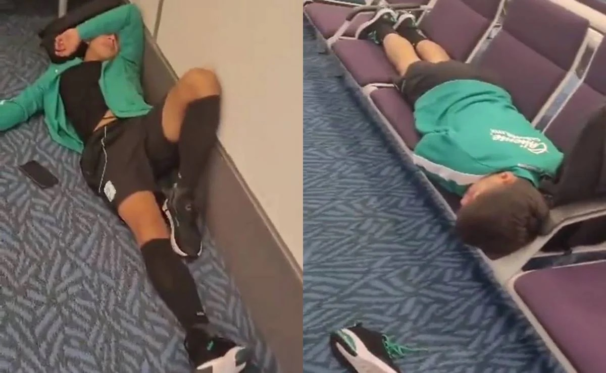 VIDEO Dejan a Larcamón y al Club León durmiendo en el aeropuerto