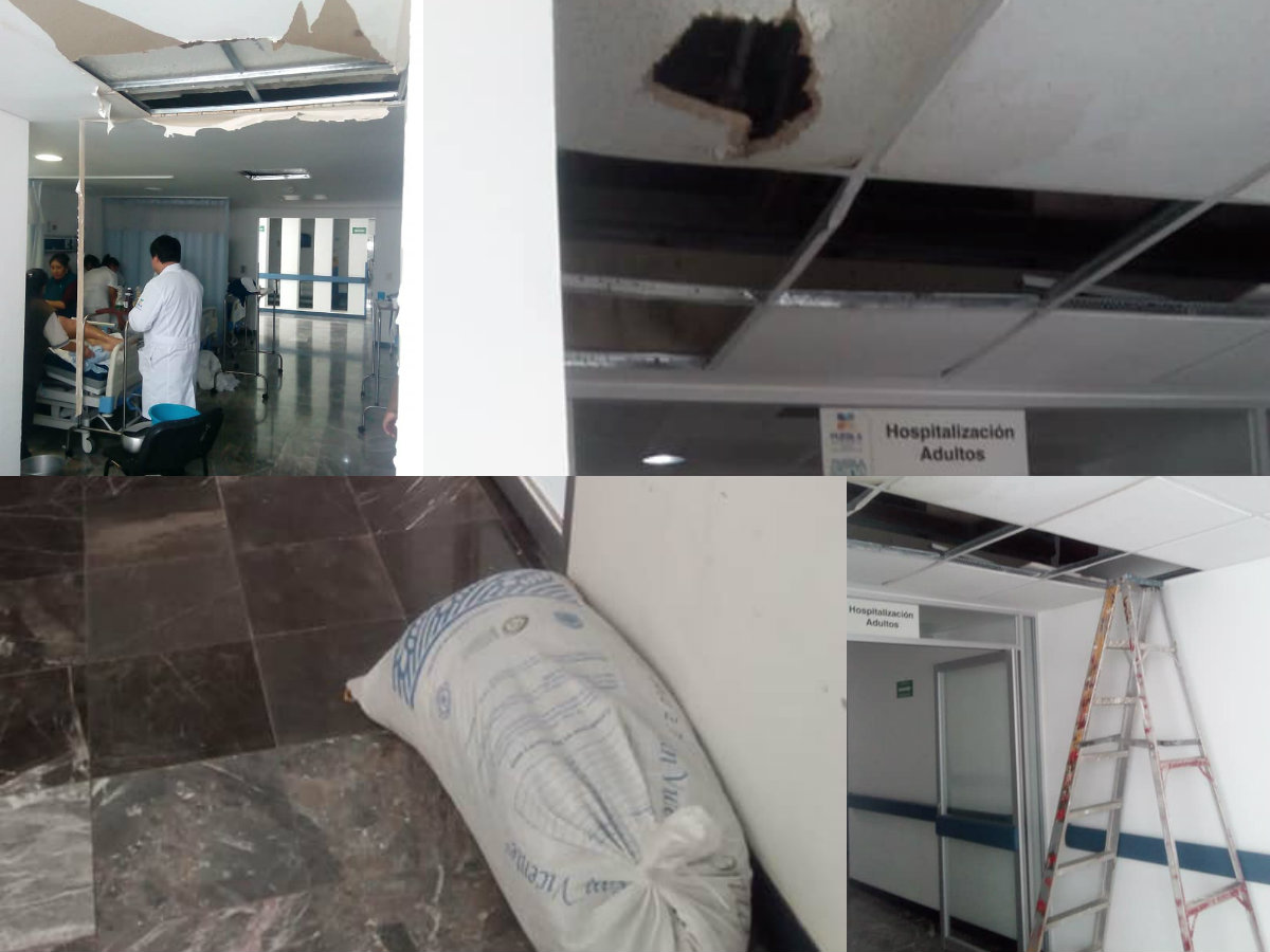 Con costales evitan inundaciones en Hospital General de Tehuacán