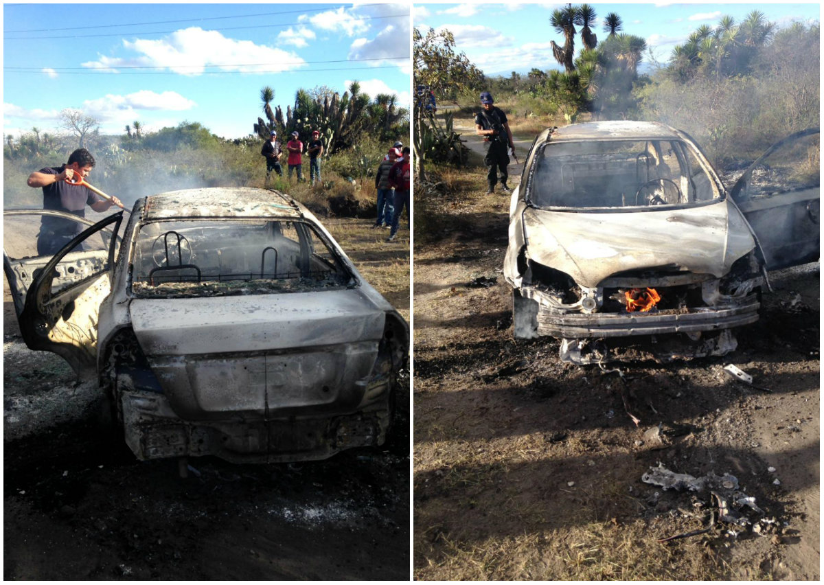 Incendian auto y atracan a familia en Tecamachalco