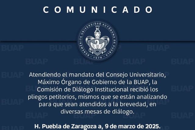 La BUAP recibe pliegos petitorios y busca solución a paros