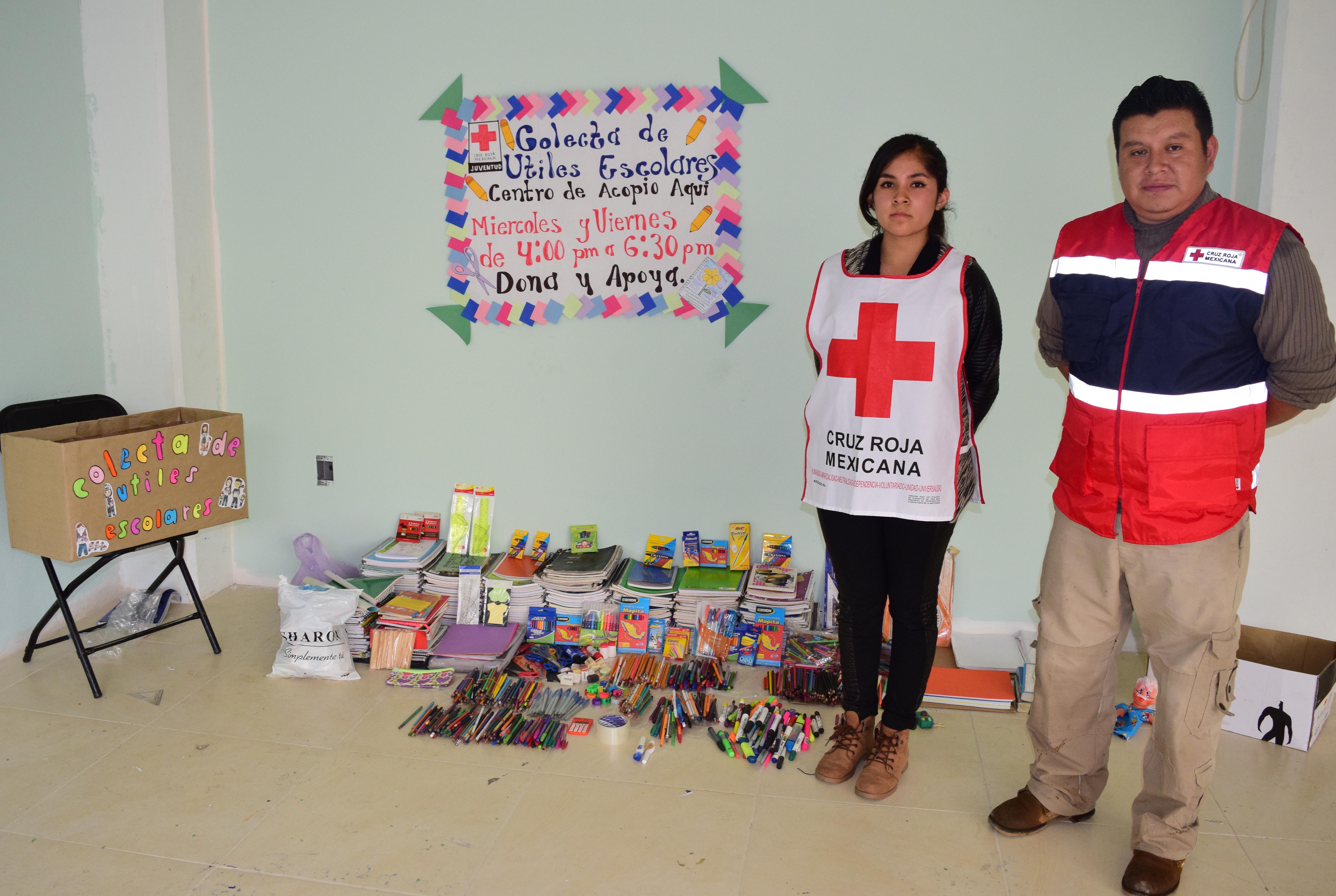 Cruz Roja en Zacapoaxtla realiza colecta de útiles escolares