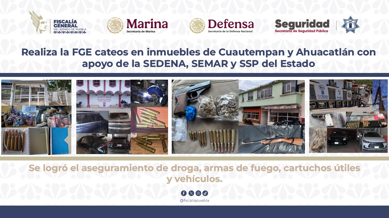 Localiza la FGE droga y armas en la casa del edil de Cuautempan, Gerardo Cortés