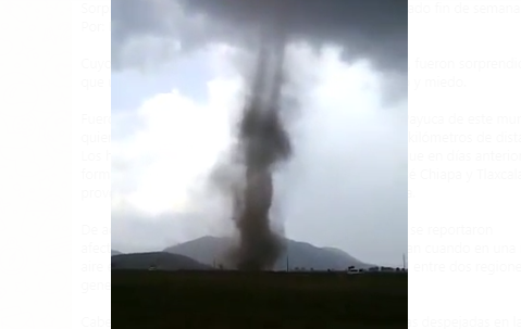 VIDEO Sorprende torbellino a pobladores de Cuyoaco