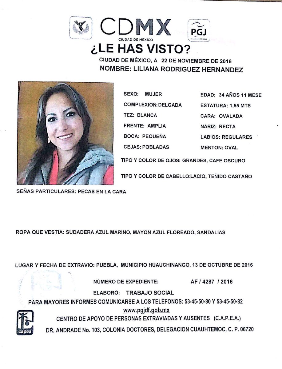 Buscan en la Ciudad de México a mujer desaparecida en Huauchinango