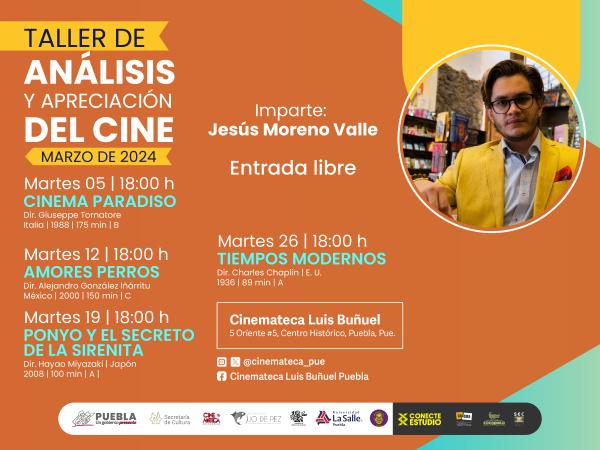 Invitan al Taller de análisis y apreciación del cine en Puebla capital
