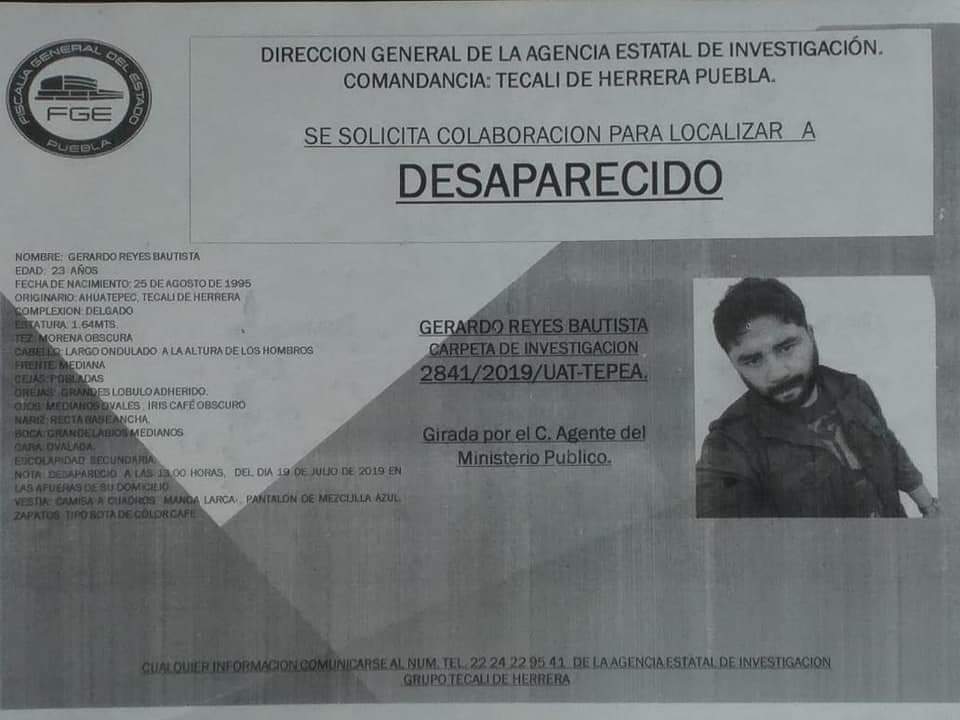 Familiares y amigos buscan a Gerardo Reyes