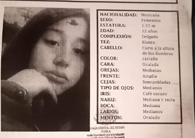 Bárbara de 12 años desapareció en el centro histórico de Puebla
