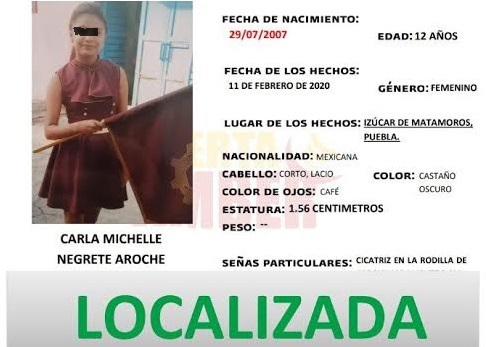 Menor desaparecida en Puebla estaba en Guerrero
