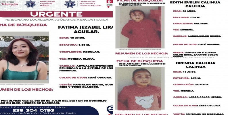 Desaparecen dos hermanas de 8 y 10 años en Vicente Guerrero