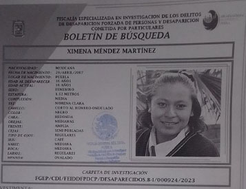 Ximena de 16 años desapareció en Atlixco