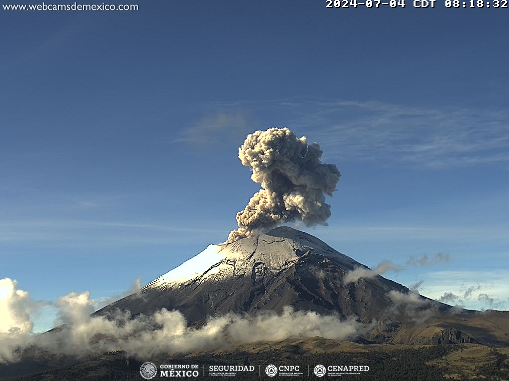 Popocatépetl registra 31 exhalaciones en 24 horas