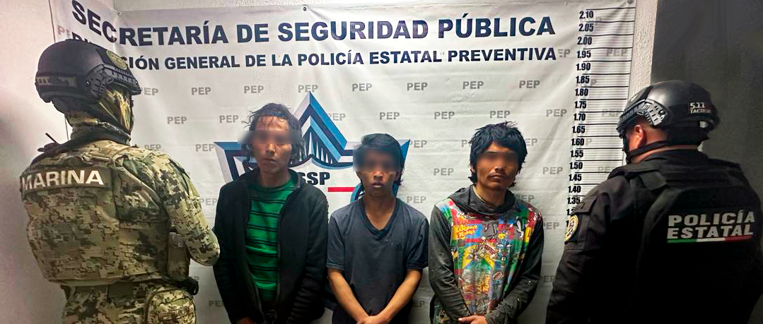 Aprehende  SSP y SEMAR a tres narcomenudistas en la capital poblana