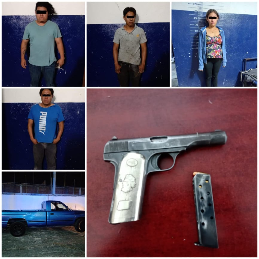 Caen tres hombres y una mujer armados en Tehuacán
