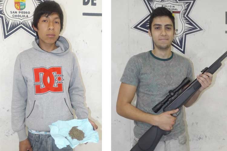 Detienen a dos jóvenes con marihuana y un rifle de diábolos