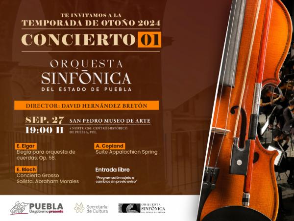 Alista Cultura conciertos de otoño de la Orquesta Sinfónica de Puebla