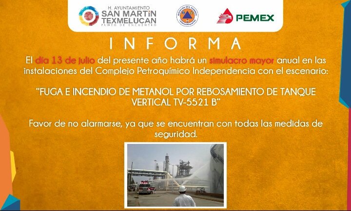 Harán simulacro de fuga de metanol en Pemex Texmelucan