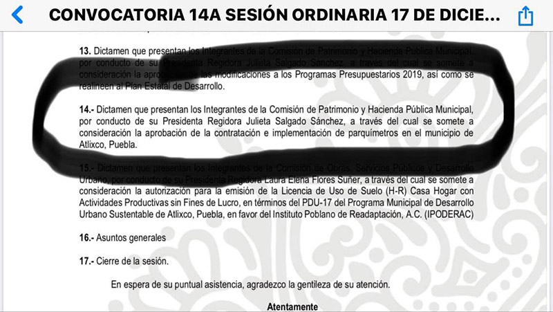 Piden crear comité para transparentar ingresos de parquímetros en Atlixco