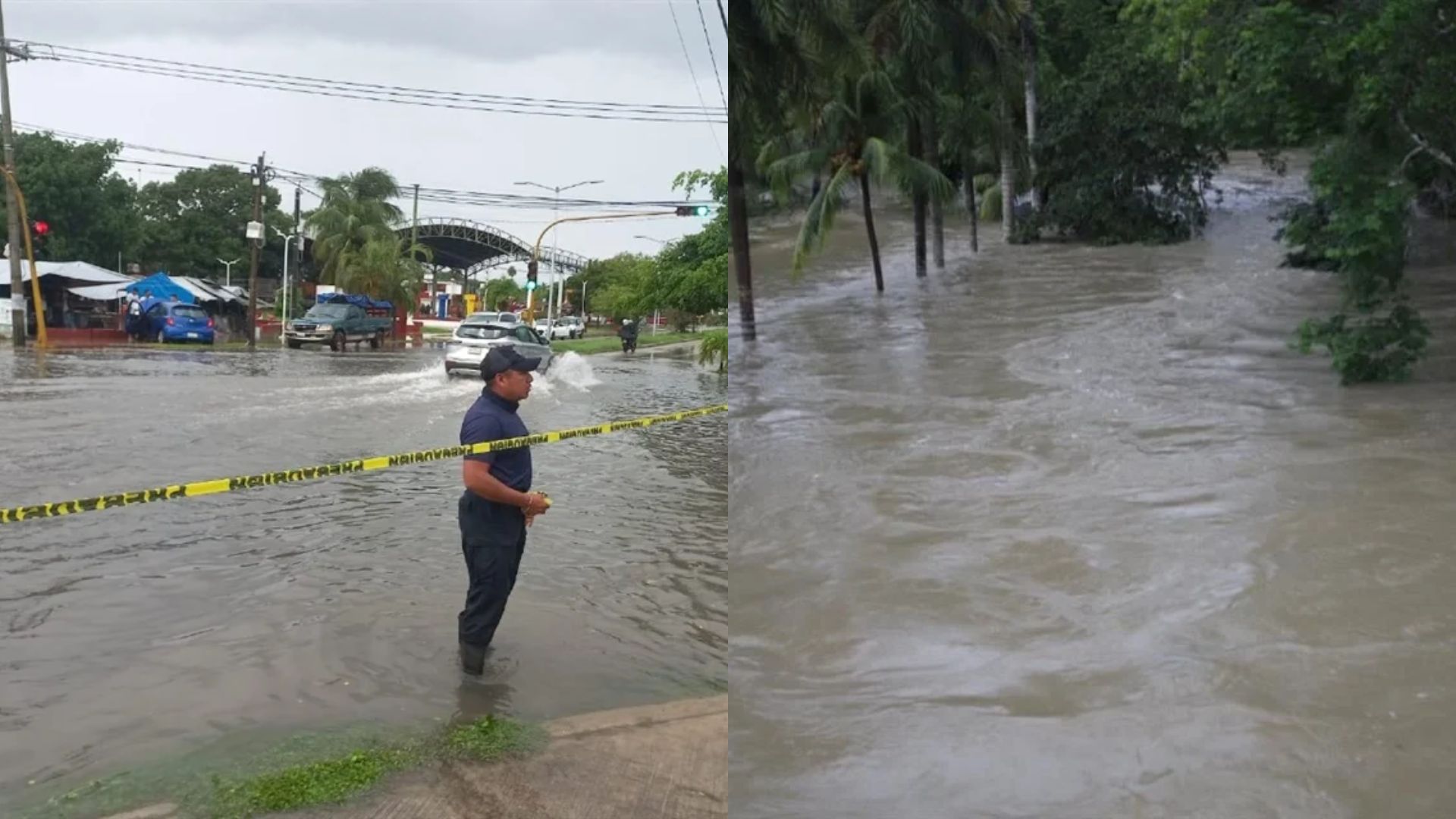 Ante la llegada de una tormenta tropical, las calles de Chetumal se inundaron 