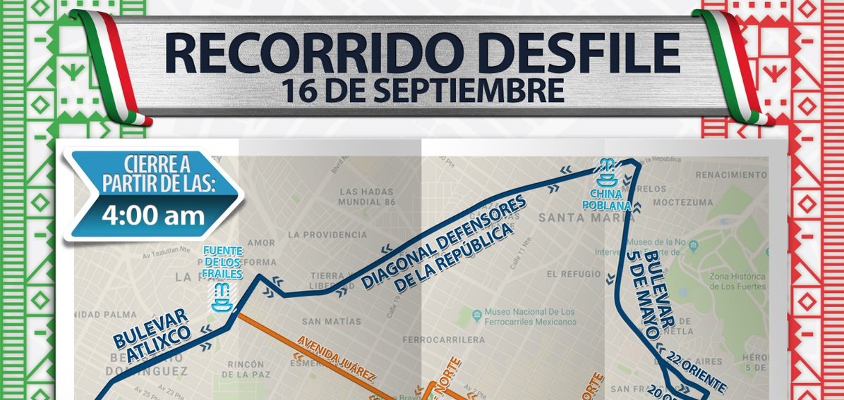 Este será el recorrido del desfile, consulta las alternativas viales