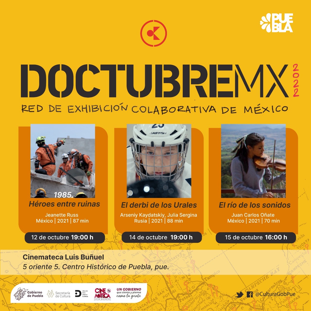 Participa Puebla en Doctubre Mx, red de exhibición cinematográfica: Cultura
