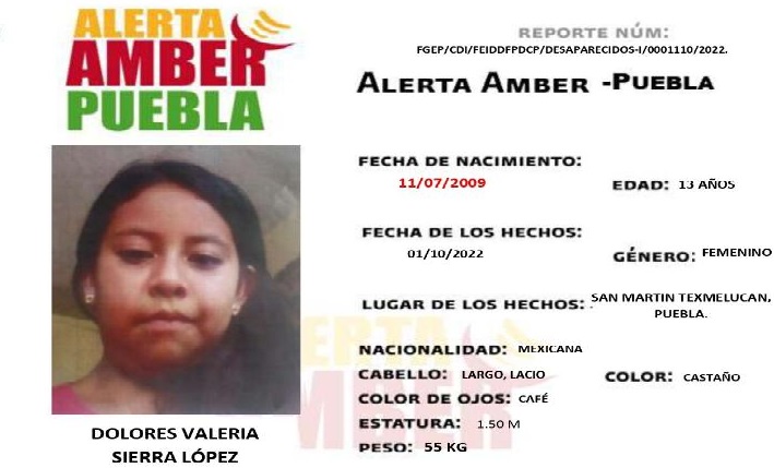 Ayuda a localizar a Valeria Dolores Sierra