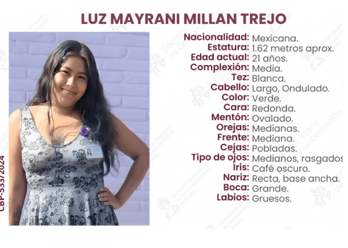 Luz Mayrani desapareció en calles de Puebla capital