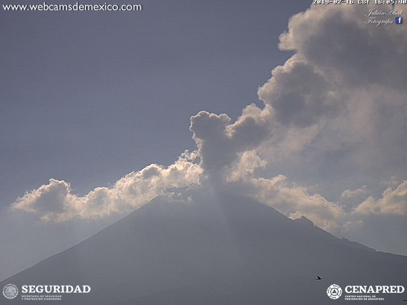 El volcán Popocatépetl registra emisiones continuas