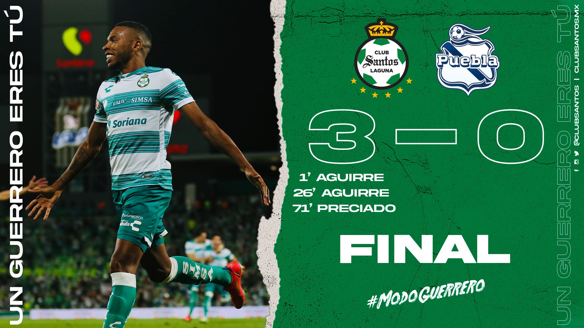 Arrasa Santos con el Puebla, lo golea 3 a 0
