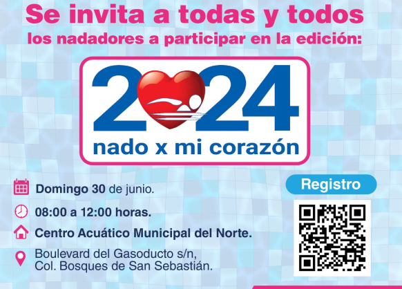 Ayuntamiento de Puebla invita a sumarse al movimiento Nado por mi corazón 2024
