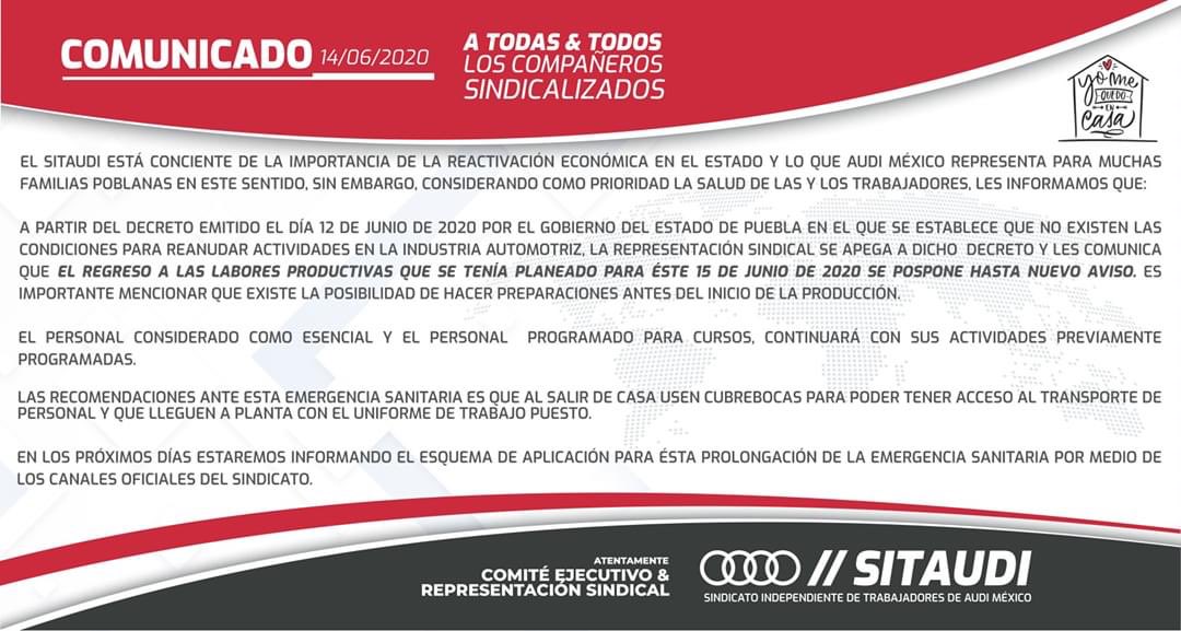 VW y Audi no regresan este lunes, acatan decreto de Barbosa