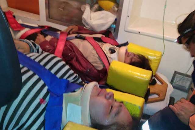 Ebrio ocasiona carambola en Teziutlán con 7 heridos