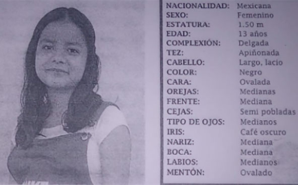 Desaparece Edith de 13 años en Huejotzingo