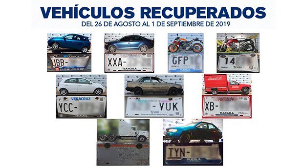 Recuperan 9 vehículos con reporte de robo en Puebla
