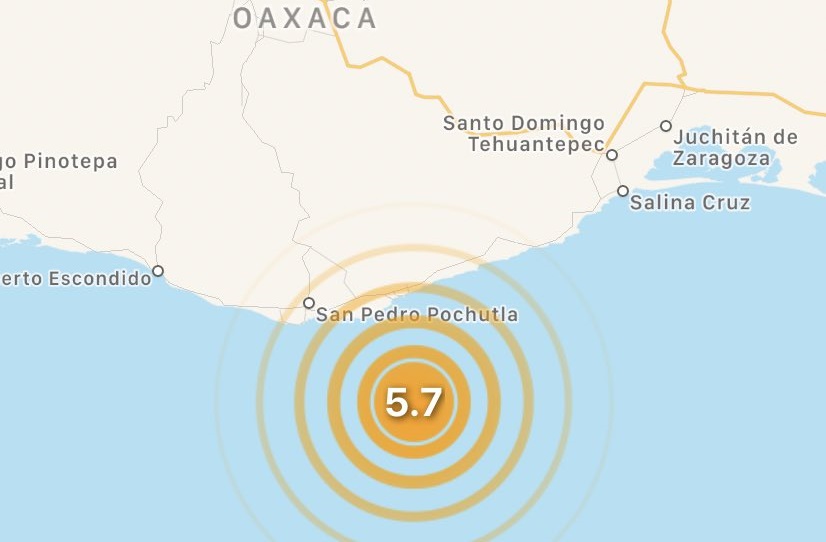 Se registra otro sismo de magnitud 5.7 en Crucecita, Oaxaca