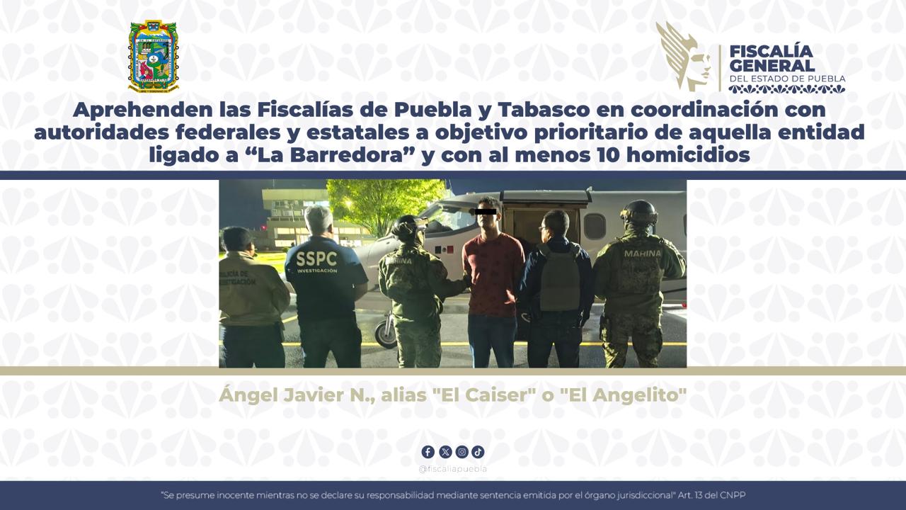 Detienen en Puebla El Caiser, integrante de La Barredora de Tabasco