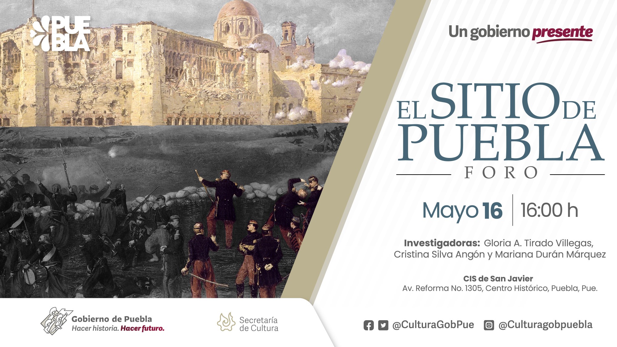 Con foro público, gobierno estatal conmemorará el Sitio de Puebla