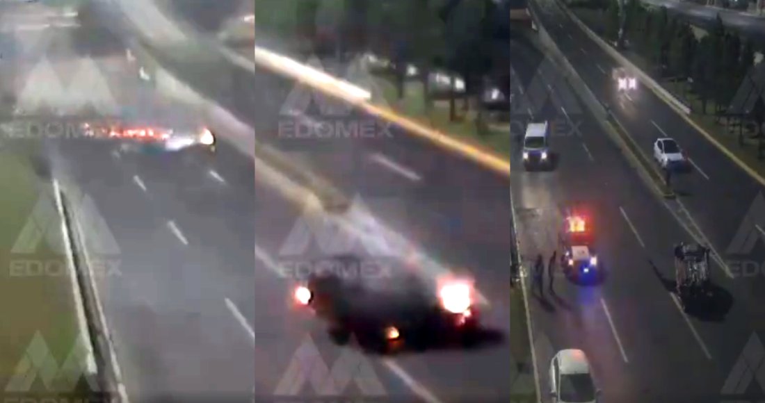 VIDEO Mueren al caer con su auto de un puente y derrapar en Toluca