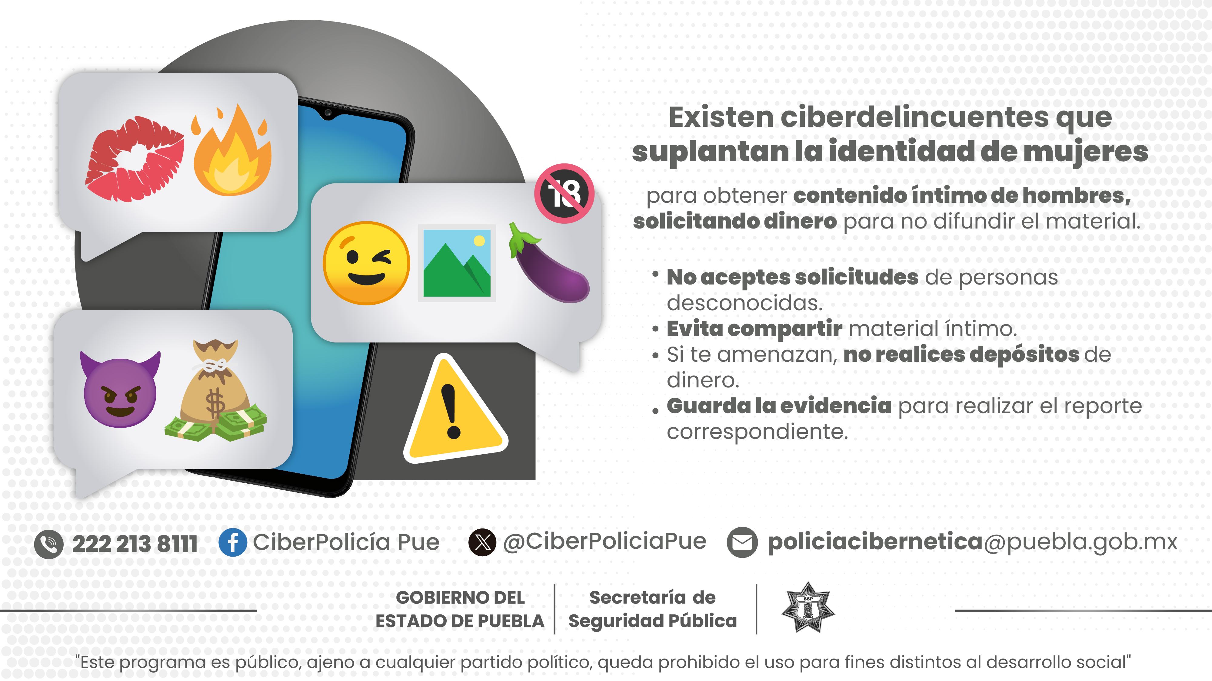 Emite Policía Cibernética de Puebla medidas preventivas ante sextorsión