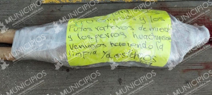 Con cadáver envuelto en plástico, anuncian limpia de huachigaseros en Tepeaca